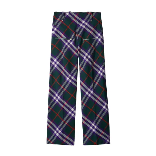 Burberry , MultiColour Plaid Wool Trousers ,Multicolor male, Sizes: