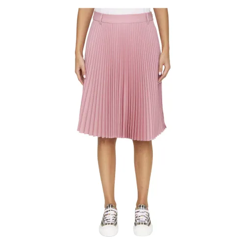 Burberry , Pink Pleated Wool Midi Skirt ,Pink female, Sizes: