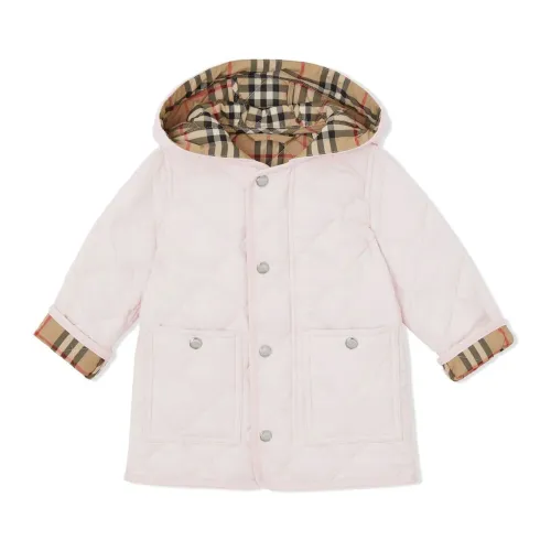 Burberry , Pink Quilted Polyester Coat for Kids ,Pink female, Sizes: