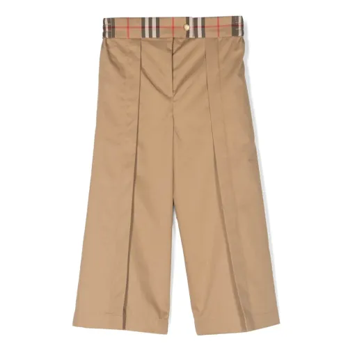 Burberry , Plaid Cotton Trousers ,Beige female, Sizes: