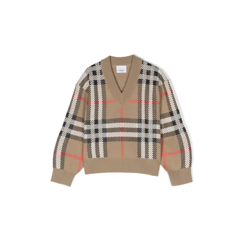 Burberry , Plaid Pattern Cotton Sweatshirt ,Beige female, Sizes: