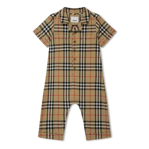 BURBERRY Polo Check Dungarees. - Beige