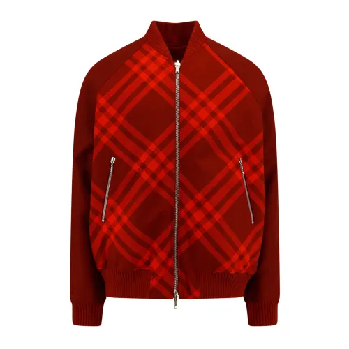Burberry , Red Equestrian Knight Zip Jacket ,Red male, Sizes: