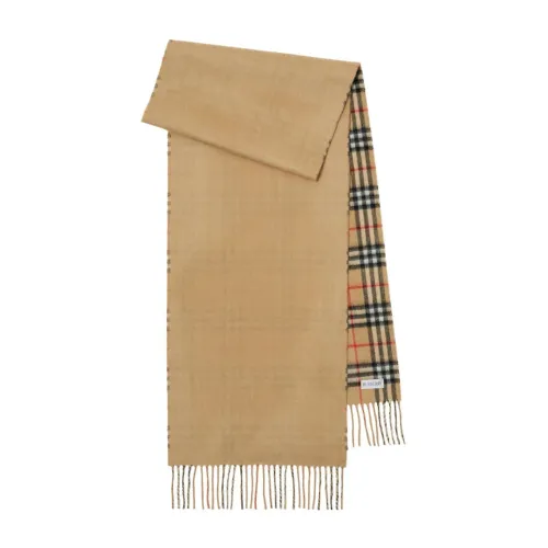 Burberry , Reversible Cashmere Scarf with Burberry Check ,Beige male, Sizes: ONE