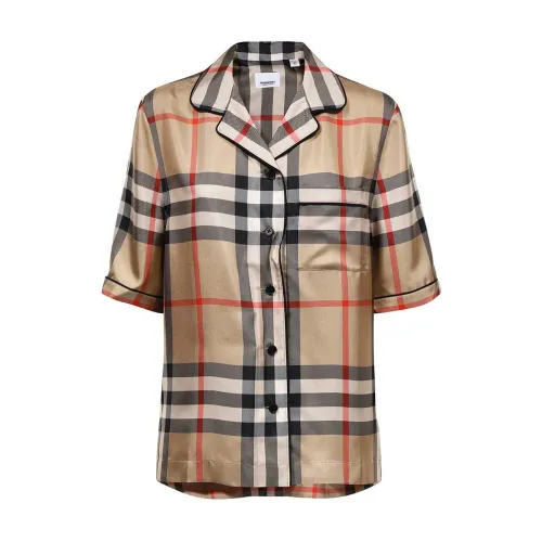 Burberry , Silk Shirt in Brown ,Brown female, Sizes: