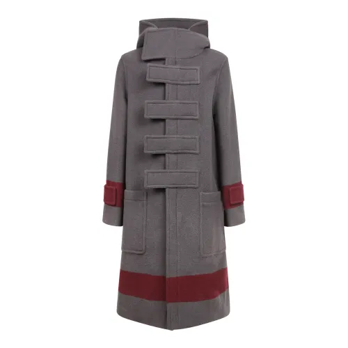 Burberry , Striped Duffle Coat - Men`s Winter Parka ,Gray male, Sizes: