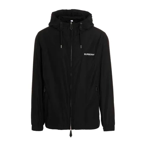 Burberry , Stylish Black Windbreaker Jacket ,Black male, Sizes: