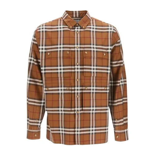 Burberry , Stylish Brown Casual Shirt for Men ,Brown male, Sizes: