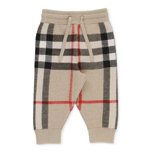 Burberry , Tartan Wool and Cashmere Joggers ,Beige male, Sizes: