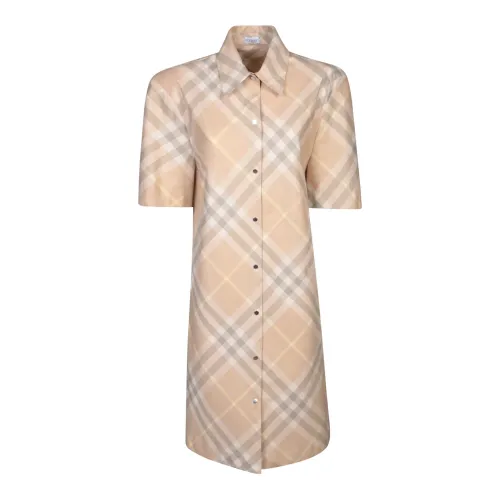 Burberry , Timeless Long Sleeve Shirt Dress ,Beige female, Sizes:
