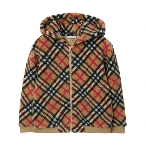 Burberry , Vintage Check Hooded Coat with Wool Effect ,Beige male, Sizes: