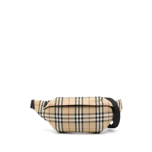 Burberry , Vintage Check Leather Bum Bag ,Beige male, Sizes: ONE SIZE