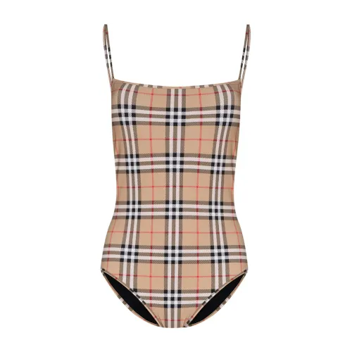 Burberry , Vintage Check Logo One Piece Swimsuit ,Beige female, Sizes: