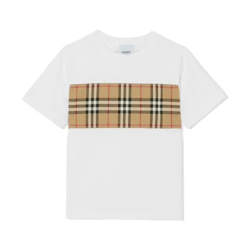 Burberry , Vintage Check-panelled Kids T-shirt ,Beige male, Sizes: