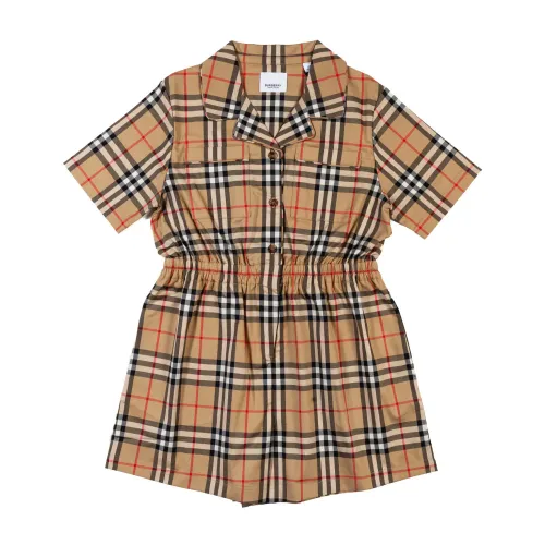 Burberry , Vintage Check Short Chemisier Jumpsuit for Girls ,Brown female, Sizes: