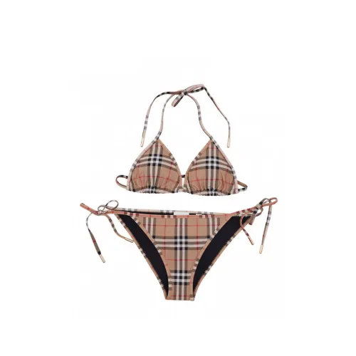 Burberry , Vintage Check Triangle Bikini ,Beige female, Sizes: