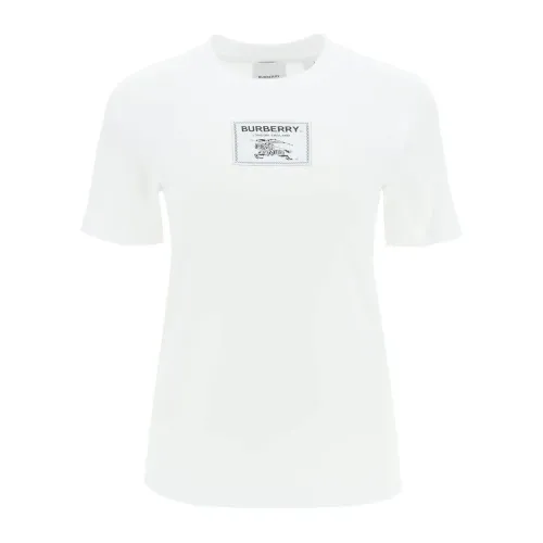 Burberry , White Cotton T-Shirt - Regular Fit ,White female, Sizes:
