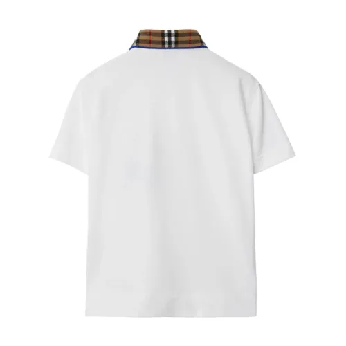 Burberry , White Kids T-shirts and Polos with Check Collar ,White male, Sizes: