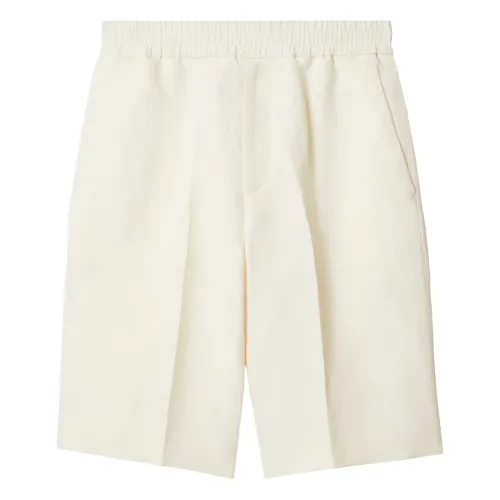Burberry , White Shorts Elasticated Drawcord Zip Fly ,White male, Sizes: