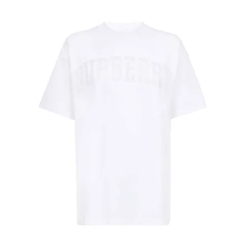 Burberry , White T-Shirt - Regular Fit - Suitable for All Temperatures - 97% Cotton - 3% Elastane ,White female, Sizes: