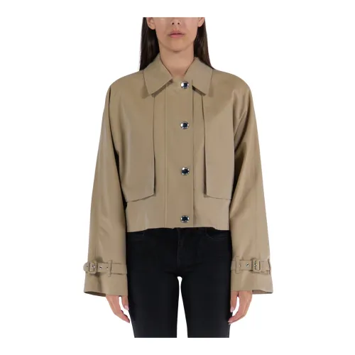 Burberry , Women Layered Jacket with Adjustable Sleeves ,Beige female, Sizes:
