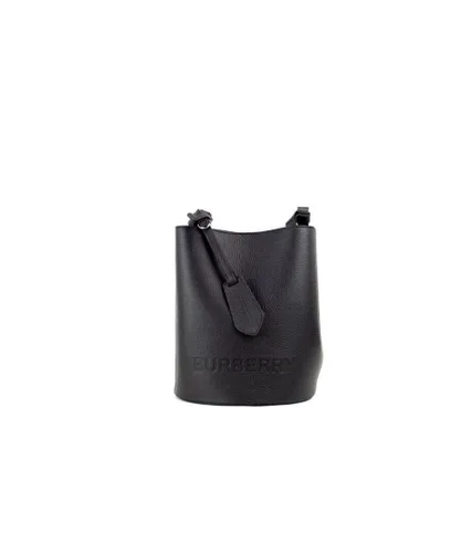 Burberry WoMens Lorne Small Black Pebbled Leather Bucket Crossbody Handbag Purse - One Size