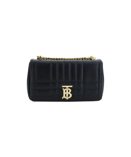 Burberry Womens Quilted Leather Shoulder Bag with Chain Strap - Black - One Size