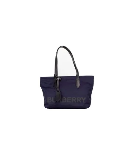 Burberry WoMens Small Navy Blue Logo Econyl Nylon Tote Shoulder Handbag Purse - One Size