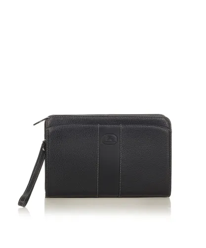Burberry Womens Vintage Leather Clutch Bag Black Calf Leather - One Size