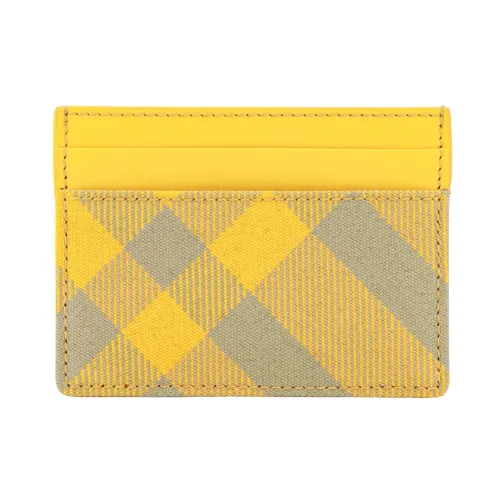 Burberry , Yellow Check Wallet with Five Compartments ,Yellow male, Sizes: ONE SIZE