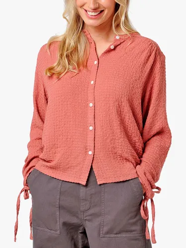 Burgs Bow Textured Blouse - Brick Red - Female