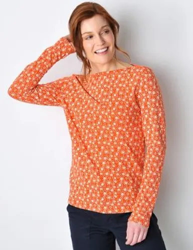 Burgs Womens Cotton Modal Blend Ditsy Floral T-Shirt - 8 - Orange Mix, Orange Mix