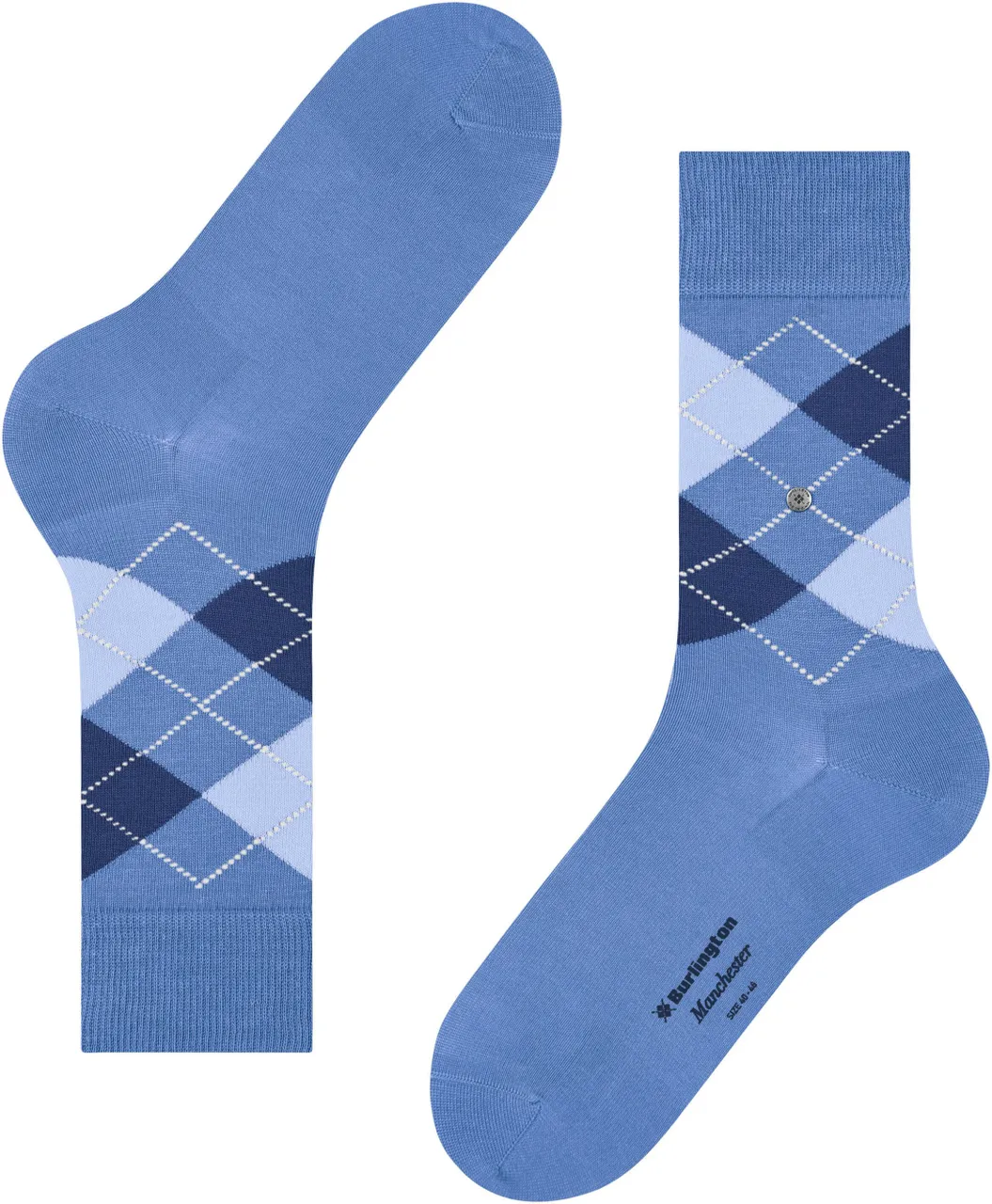 Burlington Manchester Socks Checkered 6550 Blue