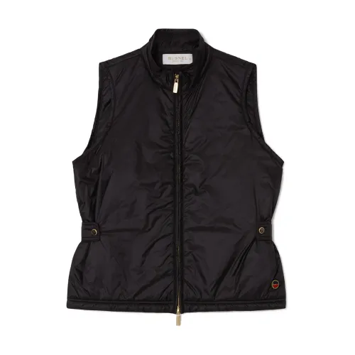 Busnel , Black Ellery Vest with High Collar and Golden Zip ,Black female, Sizes: