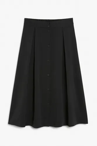 Buttoned A-line midi skirt - Black
