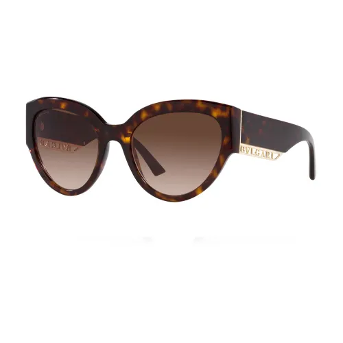 Bvlgari , Butterfly Sunglasses with Havana Frame and Brown Gradient Lenses ,Brown female, Sizes:
