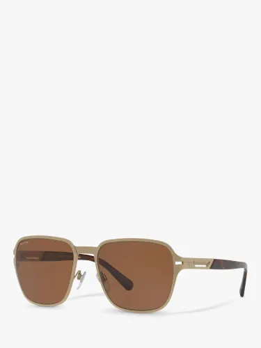 BVLGARI BV5046TK Men's Polarised Square Sunglasses - Matte Pale Gold/Brown - Male