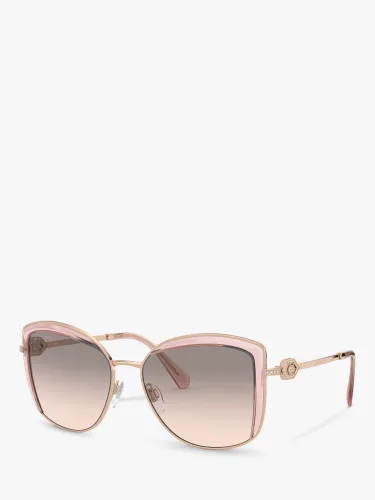 BVLGARI BV6128B Women's Square Sunglasses - Pink Gold/Clear Pink - Female