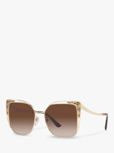 BVLGARI BV6179 Women's Butterfly Sunglasses, Gold/Brown Gradient - Gold/Brown Gradient - Female