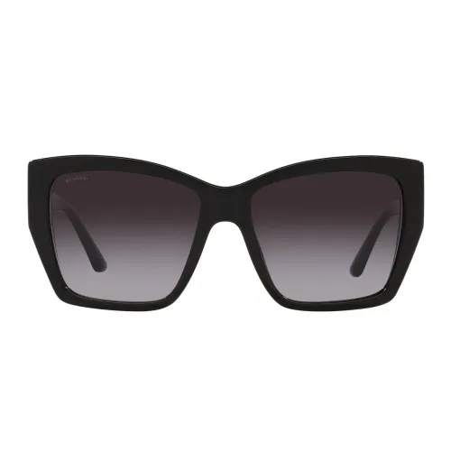 Bvlgari , Unique Square Sunglasses with Black Frame and Gray Gradient Lenses ,Black female, Sizes: