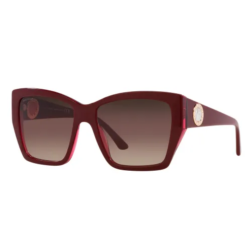 Bvlgari , Unique Square Sunglasses with Bordeaux Frame and Gradient Purple Lenses ,Red female, Sizes: