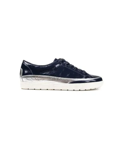 By Caprice Womens Comfort Trainers - Blue Leather