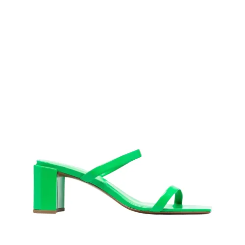 By FAR , Geometric Block Heel Mules ,Green female, Sizes: