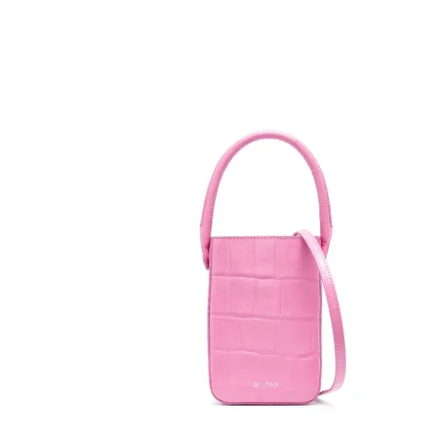 By FAR , Note Mini Tote Bag - Fuchsia Crocodile Embossed Leather ,Pink female, Sizes: ONE SIZE