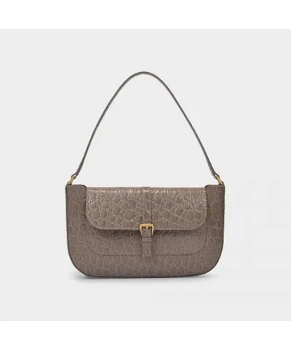 By Far Womens Miranda Bag in Grey Crocodile Embossed Leather - One Size
