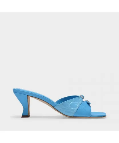 By Far Womens Noor Sandals in Blue Lagoon Grained Leather