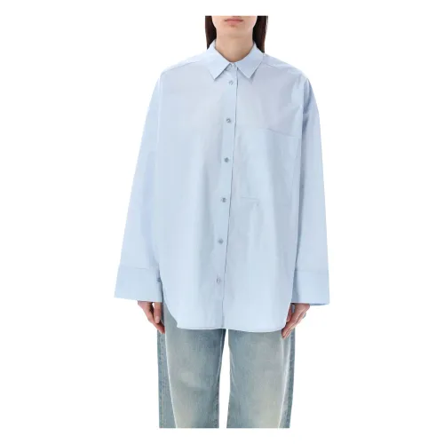 By Malene Birger , Womens Clothing Shirts Light Blue Ss24 ,Blue female, Sizes: