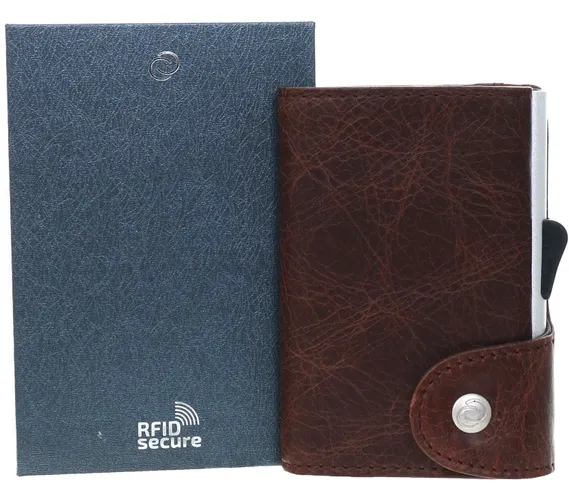 C Secure Brown Wallet With Coin Pocket