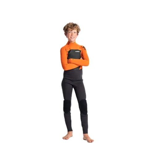 C-Skins Boys Legend 3/2mm Back Zip Wetsuit (2022) - Charcoal, Orange & Black