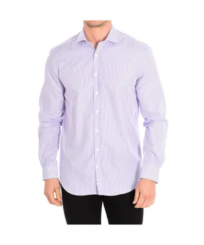 Cafe Coton Mens Long sleeve shirt collar flap closure buttons JUNO17 men - Violet Cotton
